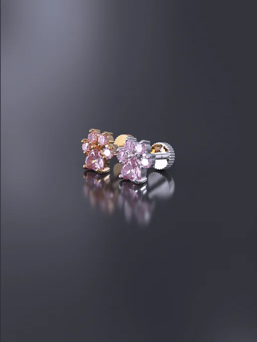 KATRIN JEWELRY Пирсинг лабрет хеликс серебро 925 с камнями, серебристый, фото 8