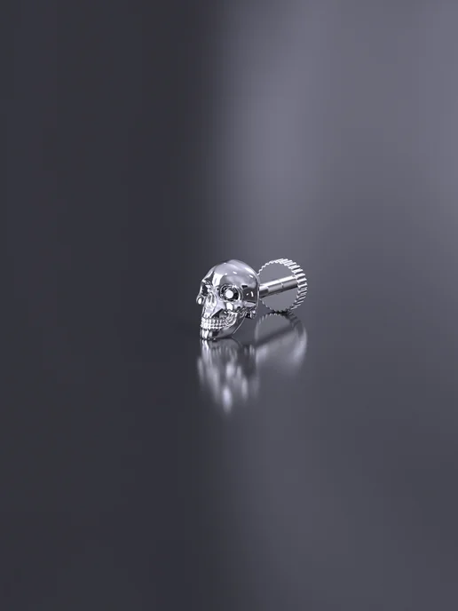 KATRIN JEWELRY Пирсинг в ухо хрящ хелис серебро 925 с камнями, серебристый, фото 3