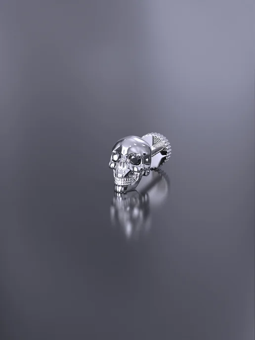 KATRIN JEWELRY Пирсинг в ухо хрящ хелис серебро 925 с камнями, серебристый, фото 4