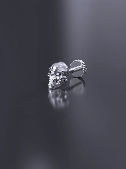 KATRIN JEWELRY Пирсинг в ухо хрящ хелис серебро 925 с камнями, серебристый, фото 5