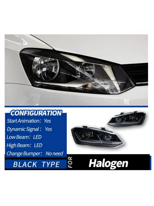 AF PARTS Светодиодные фары BiLED для Volkswagen Polo “SHADOW LINE”, 2 шт, фото 2