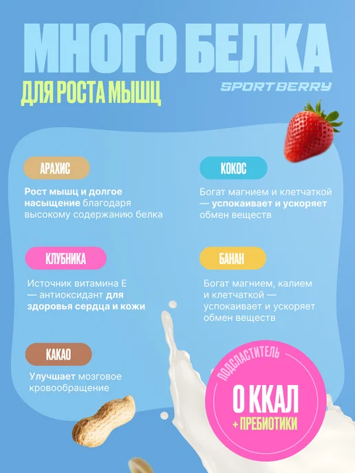 Sportberry Протеиновые батончики без сахара белковые Ассорти, 20 шт, фото 6