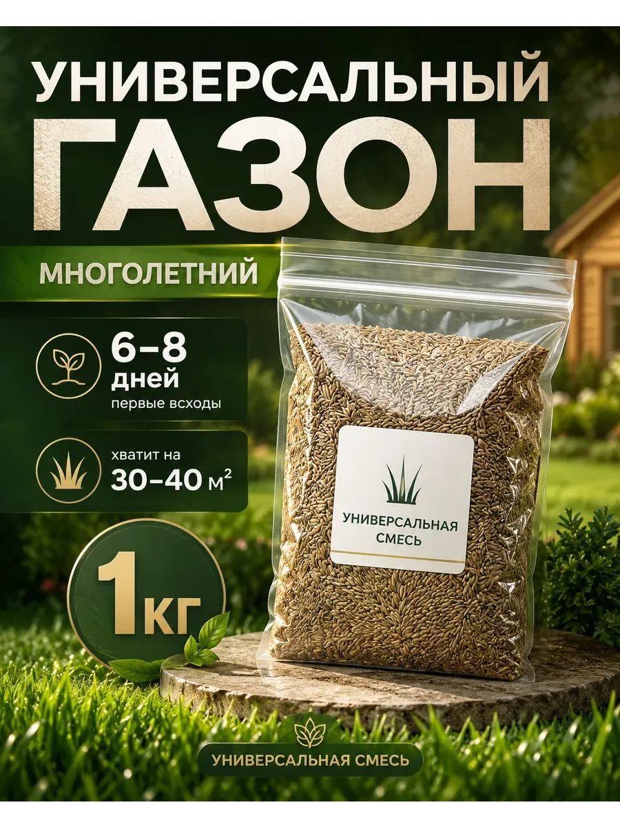 Газонная трава семена низкорослая многолетняя для дачи 1 кг