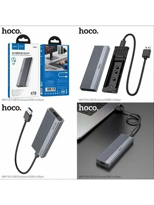 HOCO Корпус для диска M.2 SSD Enclosure (USB3.1 6 Гбит с), черный, фото 3