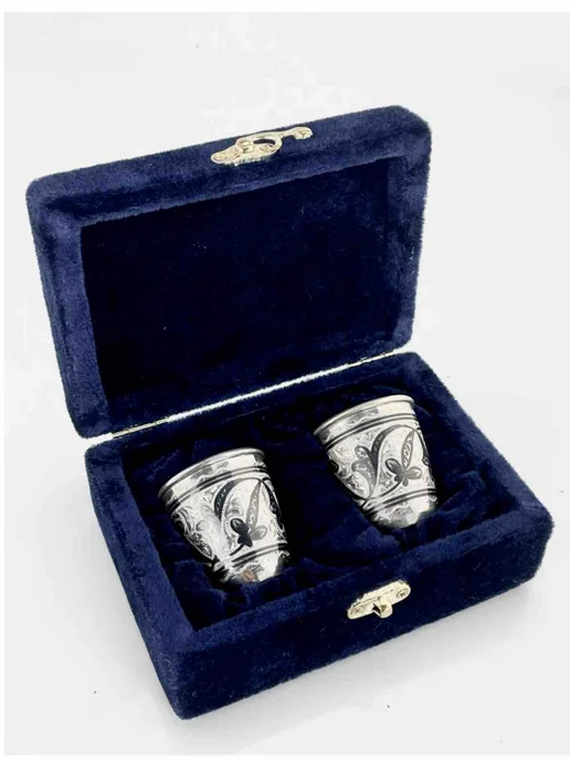 Kubachisilver Серебряные стопки Кубачи 875 пробы 2 шт 40 мл, с гравировкой, 2 шт, 40 мл, фото 3