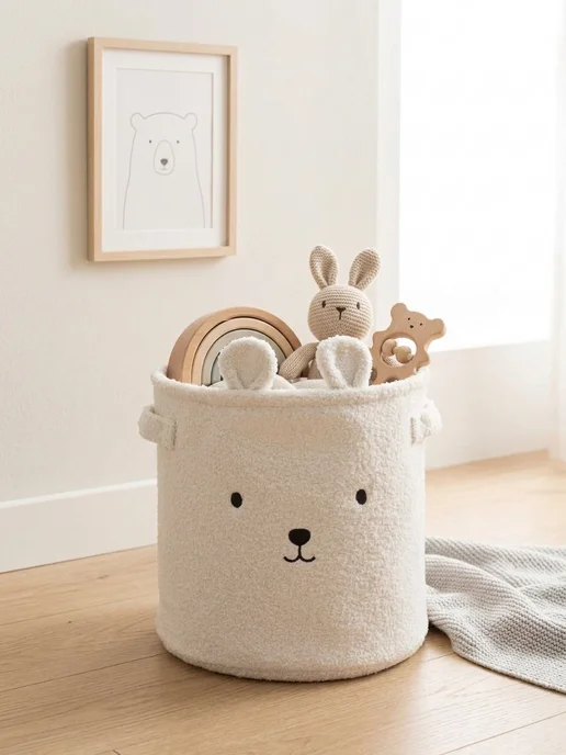 CocoHome Корзина для хранения игрушек Teddy, белый, фото 2