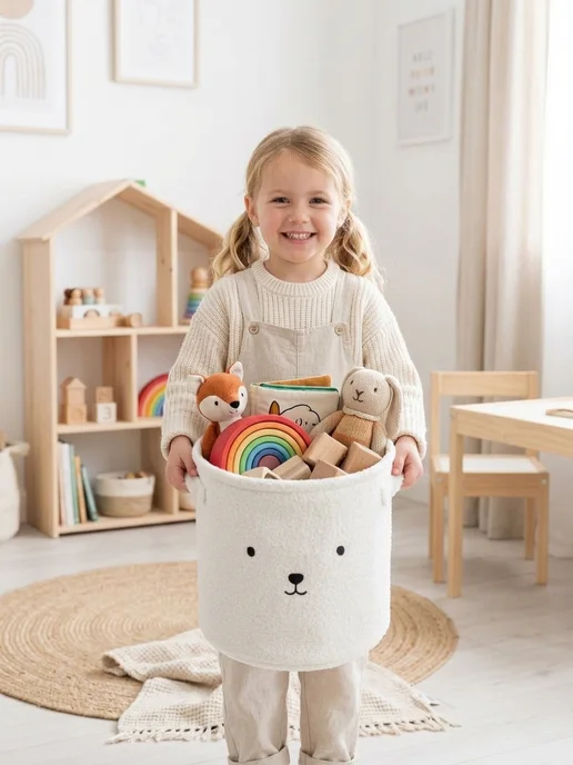 CocoHome Корзина для хранения игрушек Teddy, белый, фото 5