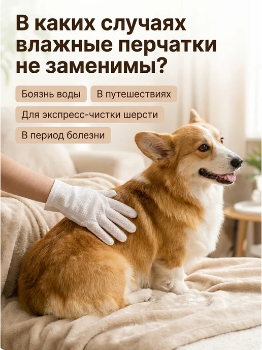 ArtiPets Влажные салфетки перчатки для кошек и собак 6 шт, 6 шт, фото 4
