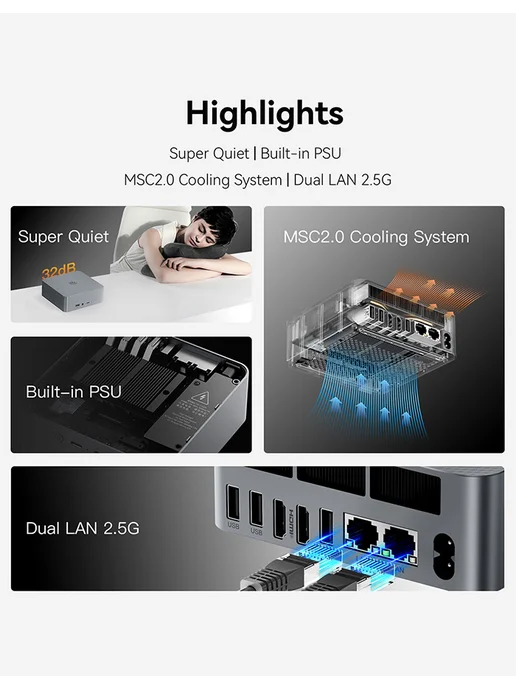 Beelink Мини компьютер EQR6 AMD Ryzen 5 6600H 24ГБ 500ГБ, 24 ГБ, 500 ГБ, фото 3