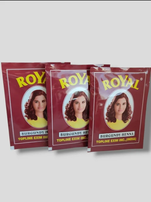 Royal Henna Индийская хна для волос ROYAL, цвет бургунди, 6 пакетиков, красный, фото 4