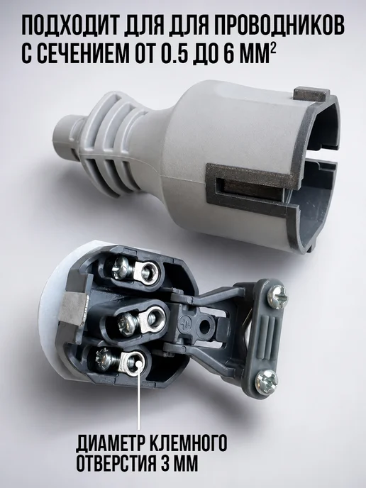 Electraline Вилка электрическая каучуковая 16А с заземлением IP44, вариант, фото 3