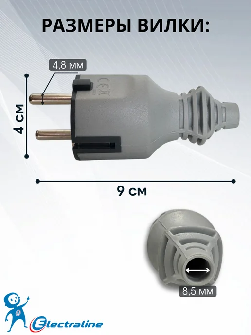 Electraline Вилка электрическая каучуковая 16А с заземлением IP44, вариант, фото 8