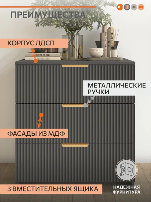 ОРИНОКО Комод для вещей узкий, серый, фото 4