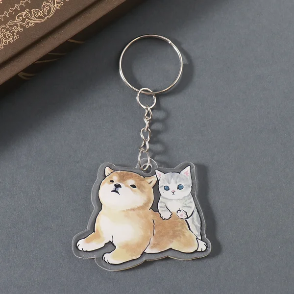 Брелок Собачка с котенком