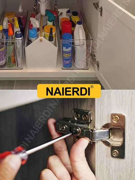 NAIERDI Петли мебельные с доводчиком нержавеющая сталь 4 шт, 4 шт, фото 4