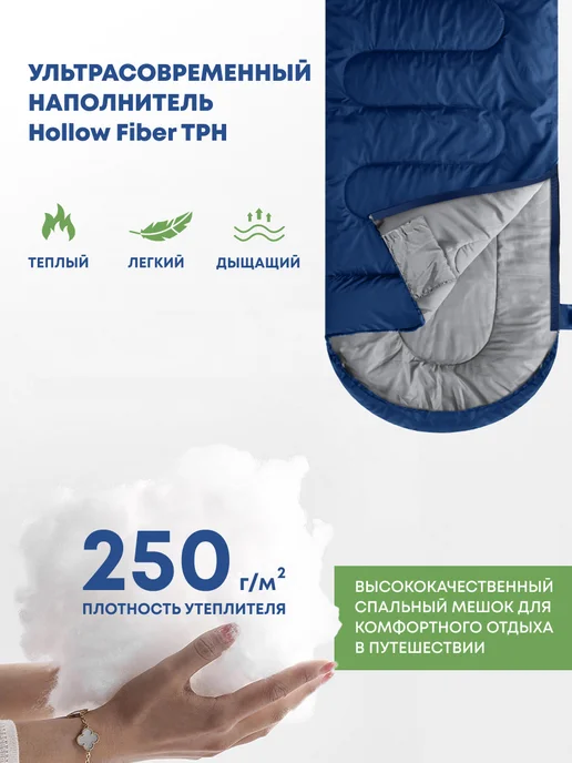 RSP Спальный мешок SLEEP 250 RipStop (синий, молния слева), синий, фото 4