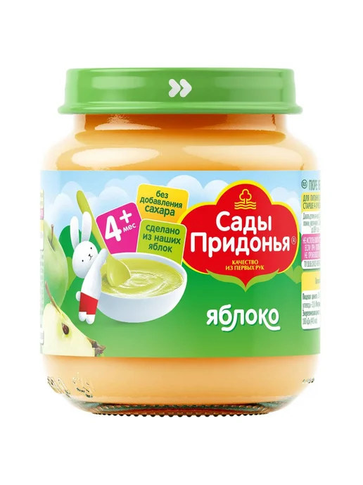 Сады Придонья Детское пюре яблочное 12 шт по 120г, 12 шт, 120 г, фото 2