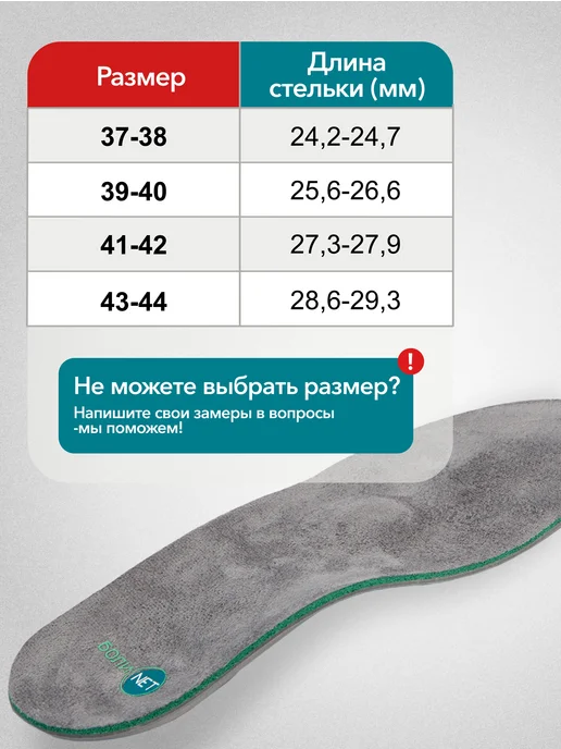 БОЛИ.НЕТ Стельки ортопедические каркасные, серый, фото 3