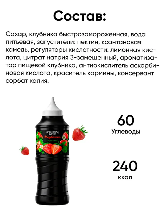 Городейский сахар Клубничный топпинг для кофе и мороженного, 900 мл, 2 шт, фото 4