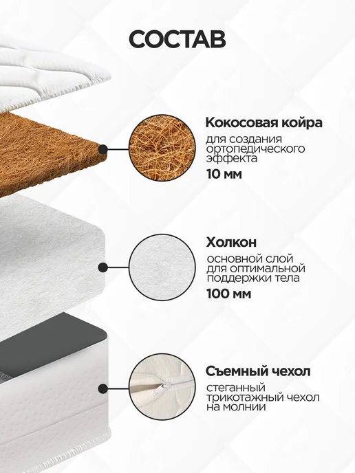 Logica Матрас детский круглый 75х75 в кроватку, 75x75, фото 2
