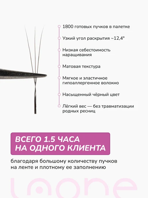 Laone Готовые пучки для наращивания ресниц 3D 7-14мм, вариант, фото 3