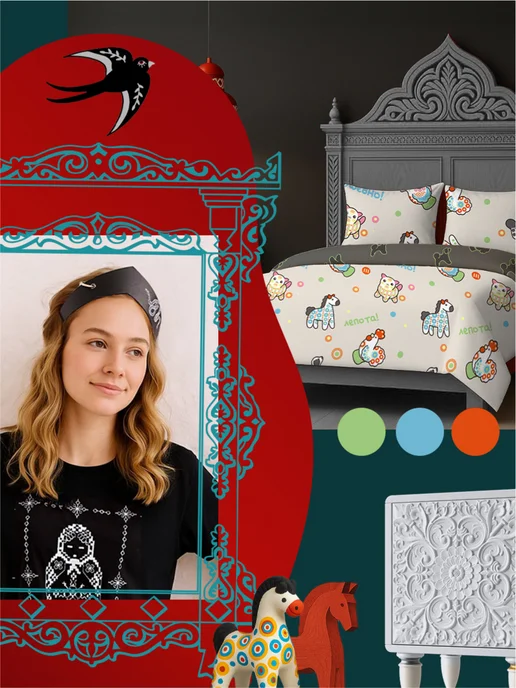 Uniqcute Пододеяльник из поплина Евро (200х215см) сувенир, голубой, фото 8