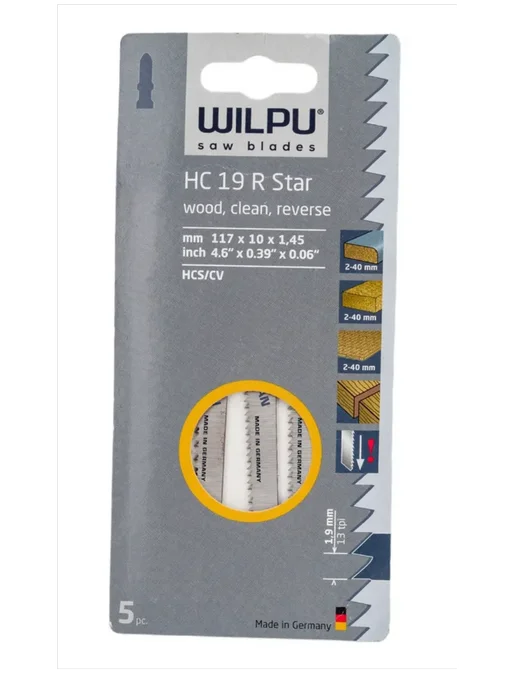 WILPU Пилки для лобзика HC 19 R STAR (5 шт.), 5 шт, фото 3