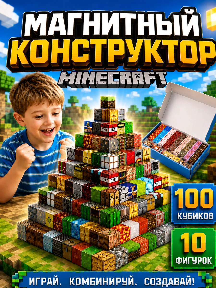 Конструктор магнитный Minecraft набор кубиков