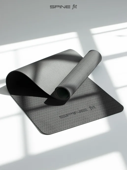 Spine Коврик для йоги и фитнеса нескользящий, черный, фото 2