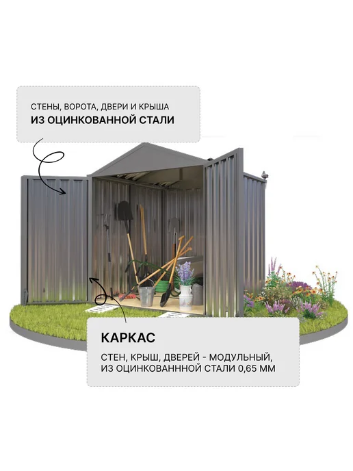 SKOGGY Сарай металлический секционный 2м, 2 м, фото 3