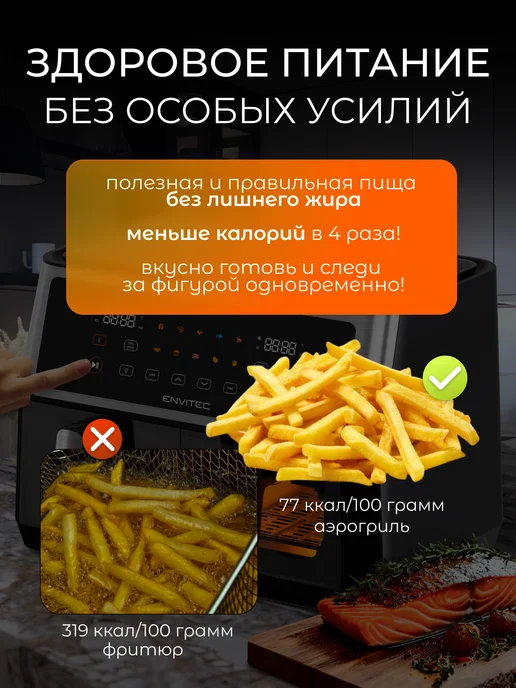 Envitec Аэрогриль электрический для кухни с двумя корзинами 10 л, 10 л, фото 2