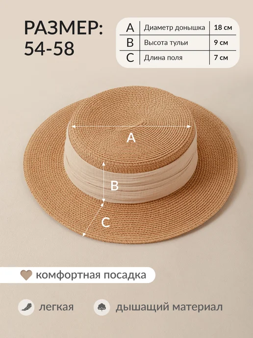 Шляпа летняя пляжная, бежевый, фото 2