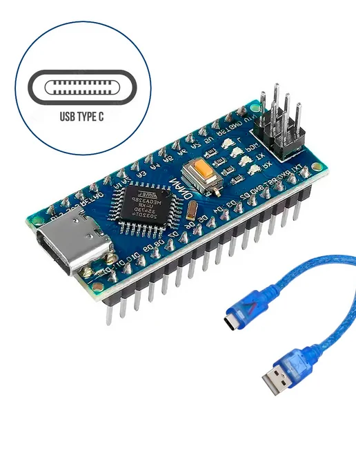 Контроллер NANO V3 0 Atmega328 CH340 Type-C (спаян), вариант