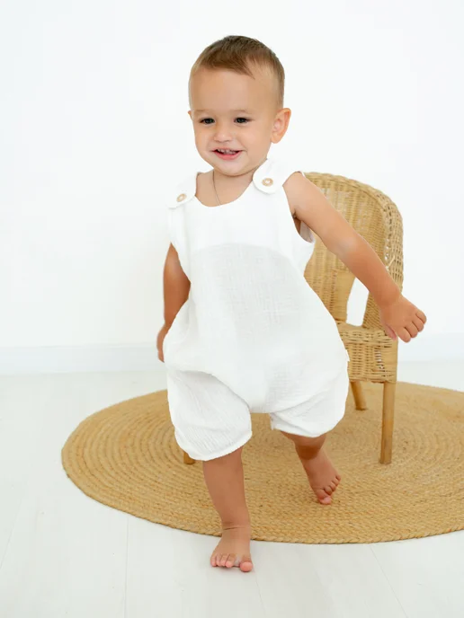 AMbaby Ромпер для новорожденных и малышей из муслина, белый, фото 2