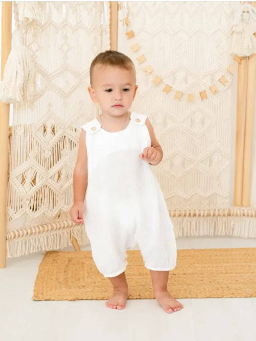 AMbaby Ромпер для новорожденных и малышей из муслина, белый, фото 4