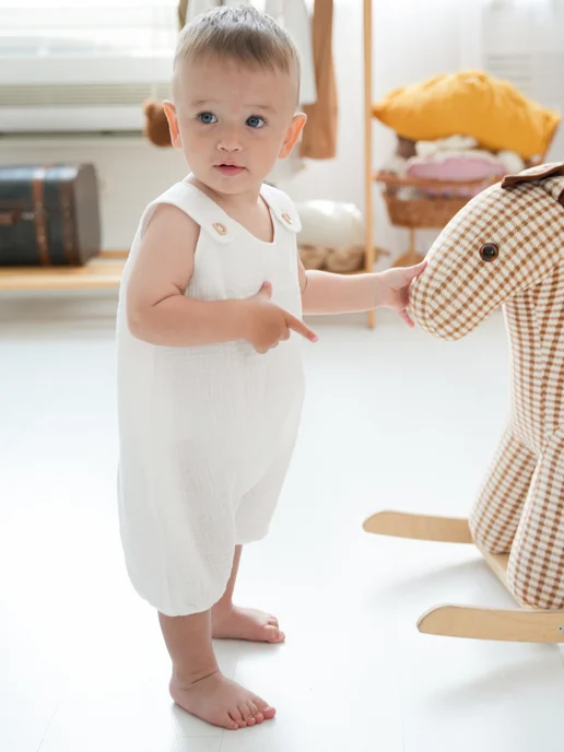 AMbaby Ромпер для новорожденных и малышей из муслина, белый, фото 8