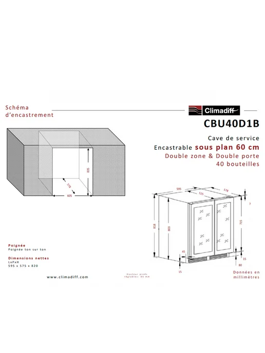 CLIMADIFF Винный шкаф CBU40D1B, черный, фото 7