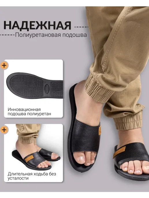 GOLD KARAT Тапочки кожаные, шлепки из натуральной кожи, золотой, фото 4