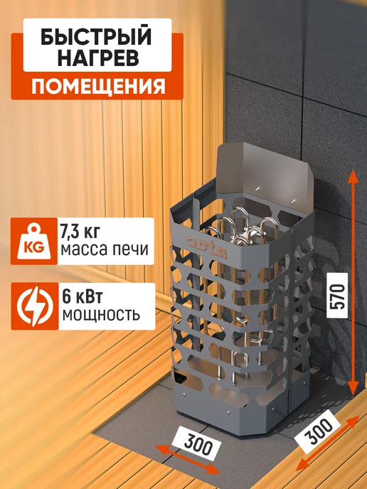 СТЭН Печь электрическая 6кВт (электрокаменка) окрашенная сталь, 6кВт окрашенная, фото 2