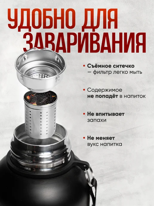 IntermoS Термос 2 литра для чая и кофе большой, черный, фото 4