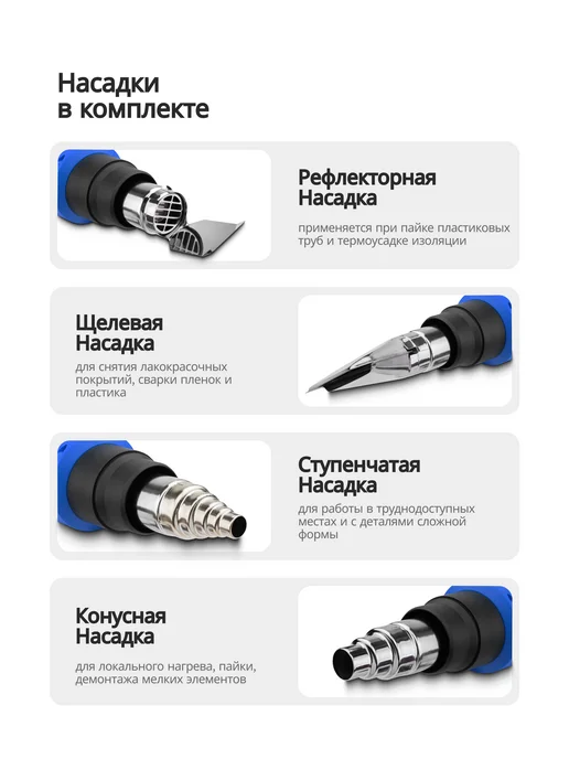 FORSAGE Фен строительный электрический с насадками, синий, фото 3
