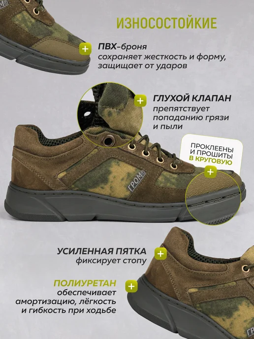 Берцы ГРОМ Ботинки тактические облегченные, зеленый, фото 2