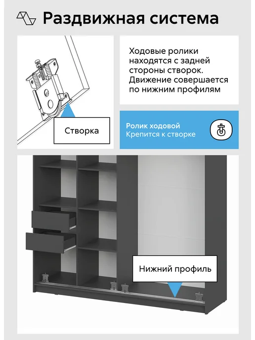 НОНТОН Шкаф-купе Келтор 2м для одежды с зеркалом в спальню прихожую, 2 м, фото 7