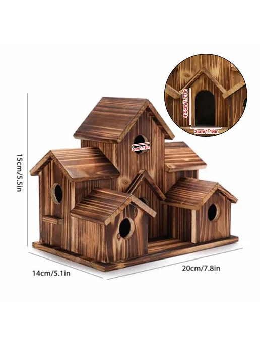 Скворечник 20х14х15 см из натурального дерева, 14x15, коричневый, фото 7