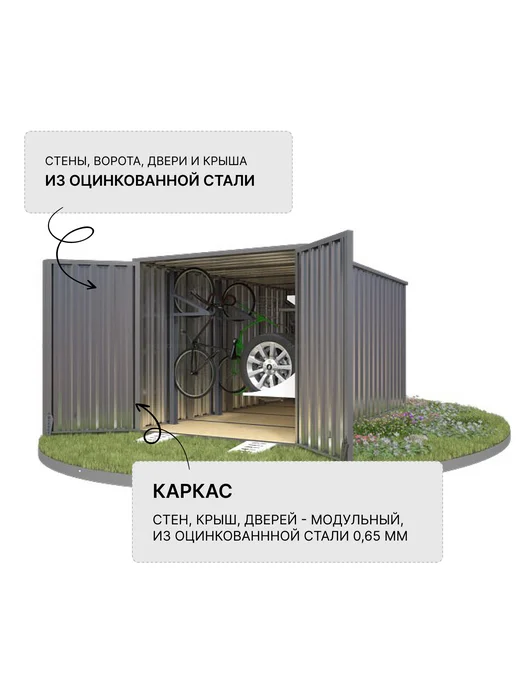 SKOGGY Сарай металлический секционный 2м, 4 м, фото 3