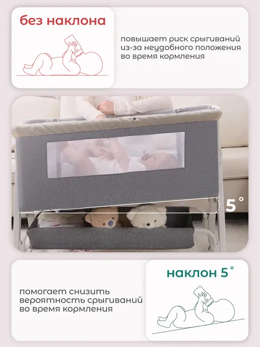 CINLAN Кроватка детская приставная для новорожденных, вариант, фото 4