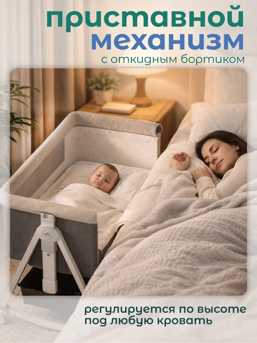 CINLAN Кроватка детская приставная для новорожденных, вариант, фото 7