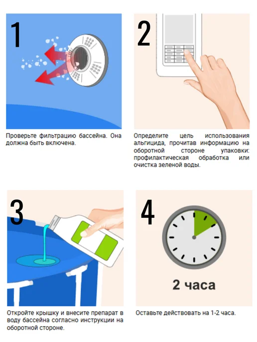 Nadzor Альгицид для уничтожения водорослей в бассейне 1кг, 1 кг, фото 3