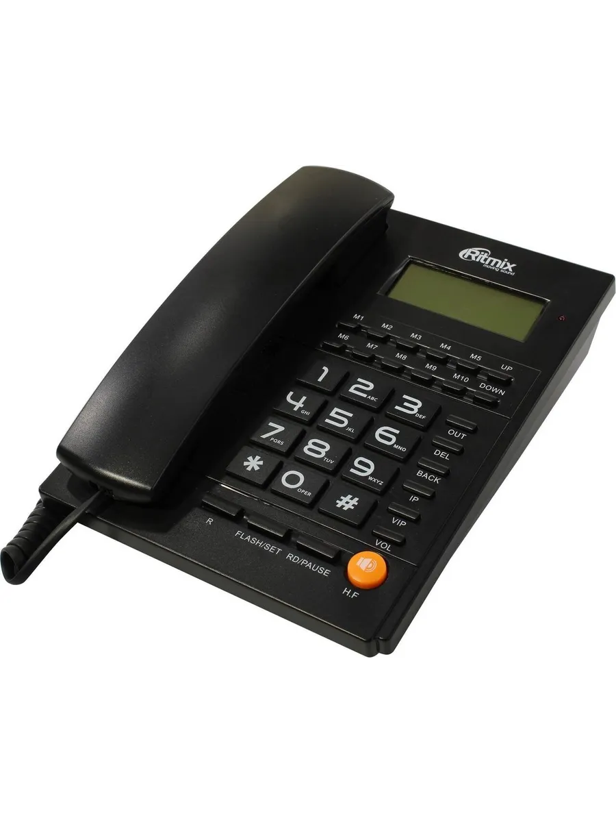 Стационарный телефон проводной для дома и офиса RT-420 black