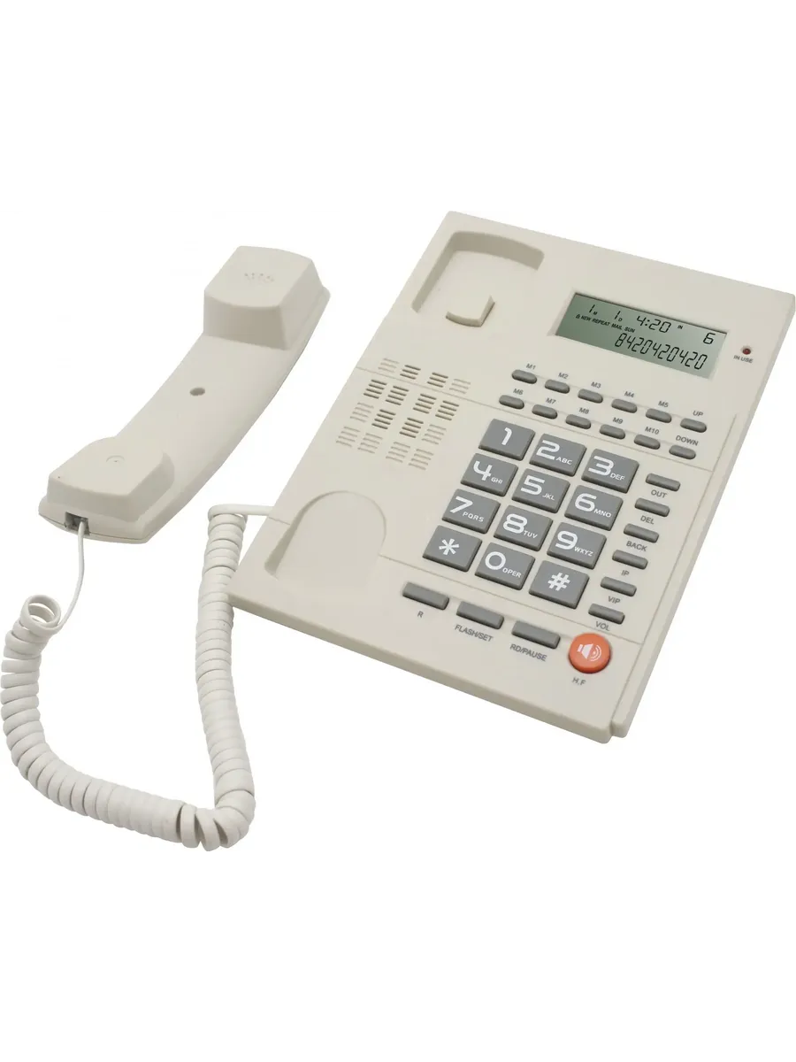 Стационарный телефон проводной для дома и офиса RT-420 white